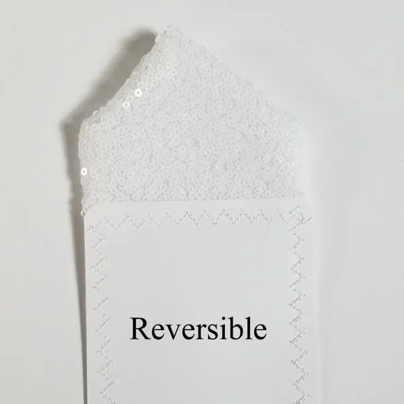 Men's Sequin Pre-Folded Pointed Pocket Square Insert - White - Picture 6 of 8